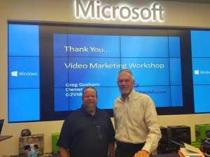 Greg and Tom Gammon at Microsoft Store Chandler video workshop event